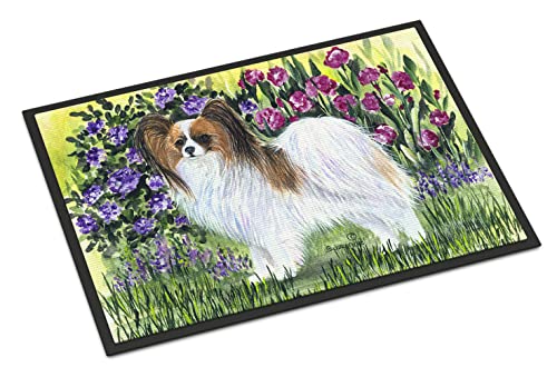 Caroline's Treasures SS8153JMAT Papillon Doormat 24x36 Front Door Mat Indoor Outdoor Rugs for Entryway, Non Slip Washable Low Pile, 24H X 36W