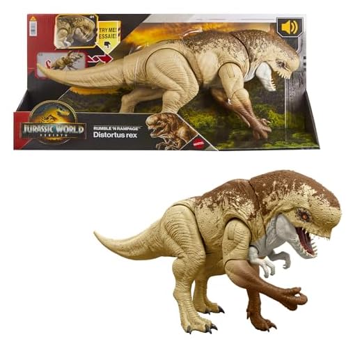Mattel Jurassic World La Rinascita - Dinosauro Cattivo Ruggito Devastante, action figure da 55+ cm con 2 mosse d'attacco incluse, design autentico dal film, giocattolo per bambini, 4+ anni, JJP79