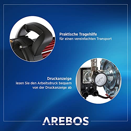 Arebos Hauswasserwerk / 1000 Watt/Fördermenge 3500 l/h/Förderhöhe 44 Meter / 19 l Tank/GS...
