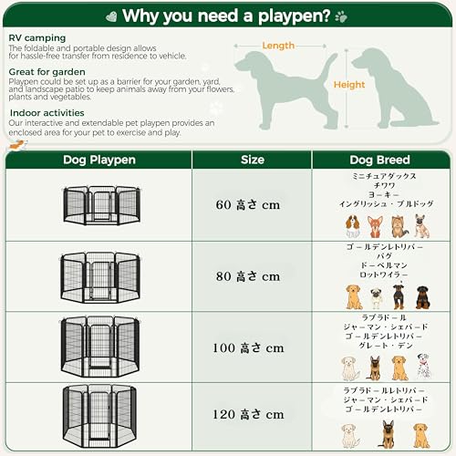 Yaheetech ペットサークル 大型犬用 高さ120cm の商品画像 7