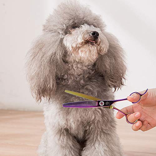 Purple Dragon 6.5" 55 Tooth Professional Pet Grooming Scissors - Dog Thinning/Blending Shears - Animal Hair Trimmer For Pet Groomer #TOP7