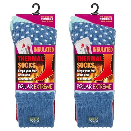 Image of Polar Extreme Thermal Hiking Socks - Cushioned, Insulated, Warm para Boots, Women & Men, One Size Fits Most 4-10, 2-Pack