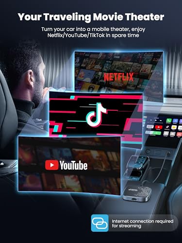 Image of 4-in-1 Wireless CarPlay Adapter for Streaming Netflix /YouTube /TikTok /TF Card, 2026 Magic Video AI Box & Android Auto Dongle [Dual Band WiFi, Autolink Pro] Plug & Play, Fits for OEM Wired Car Play Car