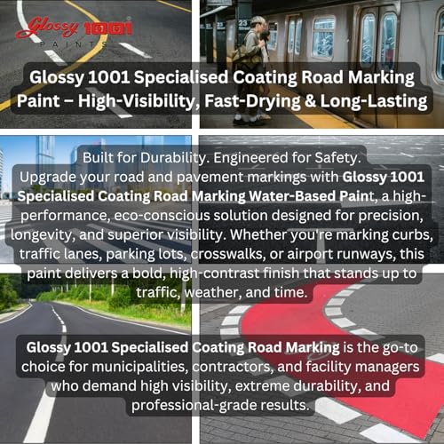 Image of 1001 Specialised Coating Road Marking Paint For Curb, Traffic Road, Pavement Striping, Parking Lots, Crosswalks, Driveways, Airports, Traffic Signs, Painting, Arts & Crafts (1 Ltr - White)
