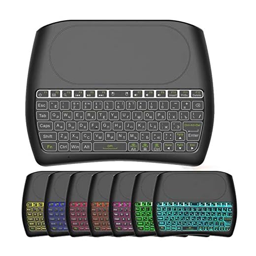 D8 Pro Bluetooth Wireless Handheld Keyboard, 7 Color RGB Backlight Dual Mode Portable Fingerboard 2.4G Touchpad Remote Control, for PC Mobiles Office