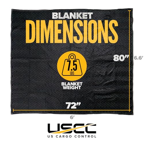 US Cargo Control 95 lb/Dozen, Machine Washable 80"x72" Large Heavy Duty Moving Blanket, MBSUPREME95 Supreme Mover, 4-Pack