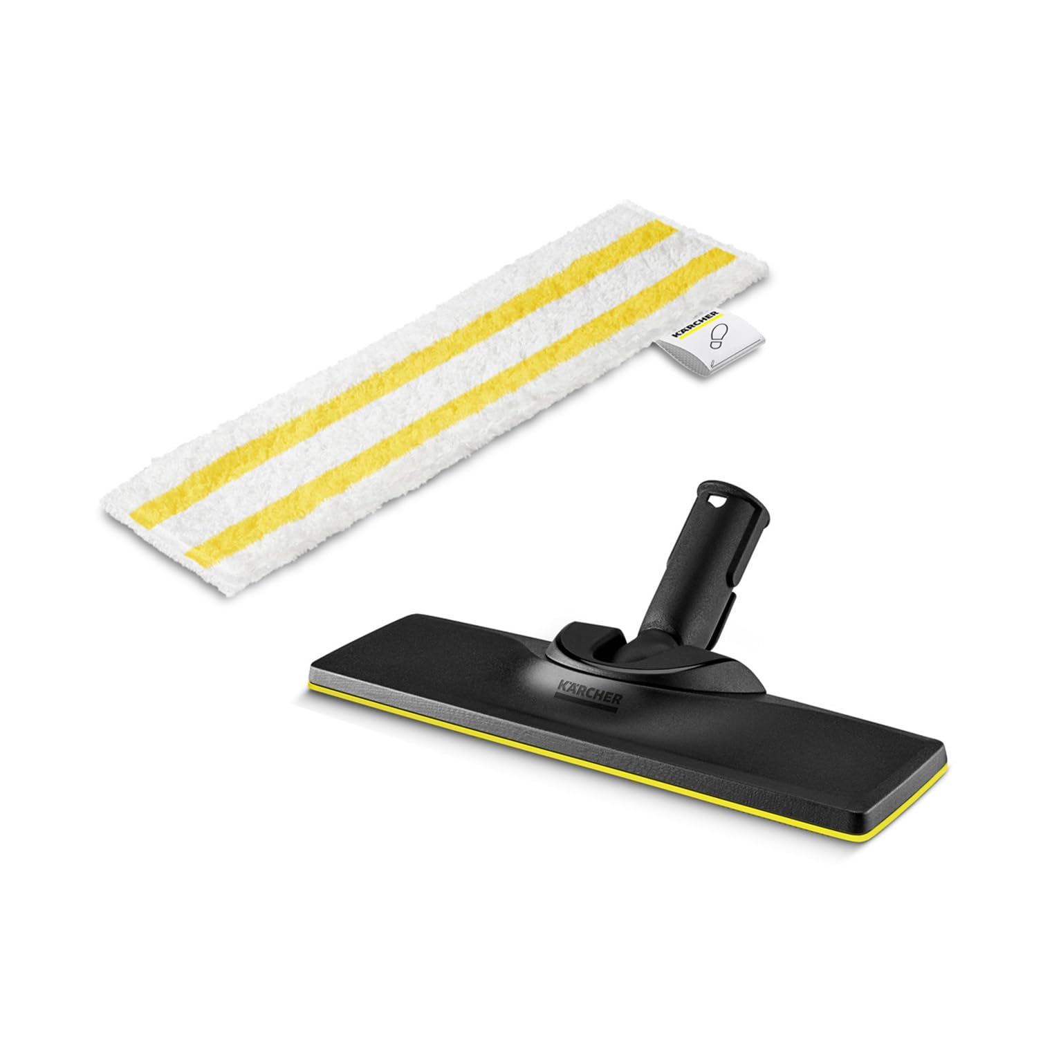 Kärcher Bodendüsenset EasyFix, 1 EasyFix-Bodendüse mit innovativer Lamellen-Technologie, 1 Universal-Bodentuch aus hochwertiger Feinstfaser, Original-Zubehör für die Kärcher Dampfreiniger