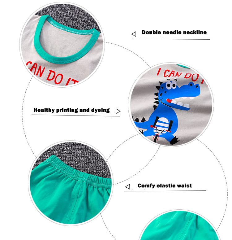 Image of Toddler Boys 4 PCs Tank Top and Shorts Set Summer Sleeveless Cotton Outfit