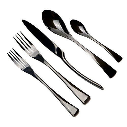 20-Piece-1810-Stainless-Steel-Flatware-Set-Mirror-Polishing-Black-Serive-for-4 20 Piece 1810 Stainless Steel Flatware Set Mirror Polishing Black Serive for 4