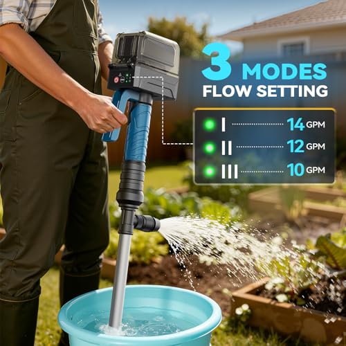 Image of Ecarke 840GPH Brushless Cordless Stick Water Transfer Pump Compatible With Makita 18V (Tool Only), Auto Shut-Off, 38FT Lift 3-Speed, Extendable & IP68 with Hose Kit for Pool Garden Basement RV Boat