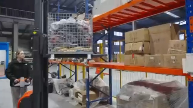 Image of Full Electric Forklift Walkie Pallet Stacker with Fixed Straddle Legs and Adjustable Forks 5.50 Inch to 27 Inch - Material Lifter 3300lbs Capacity 10 Ft /118 Inch Lifting Heights (US-ES33K-118)