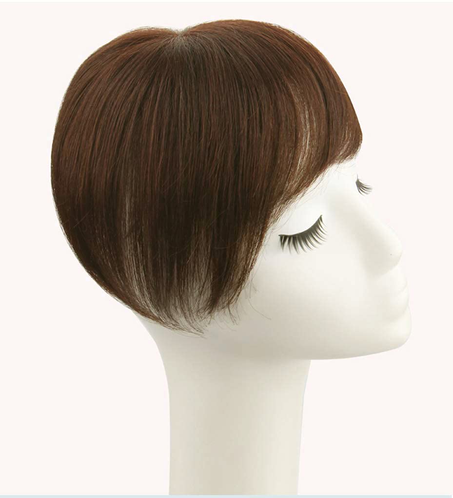 Short Human Hair Toppers Light Brown Color Seamless 4.3 inch x 4.3 inch Silktop Head Spin Wiglet Hairpiece Toupee Clip in Topper Hair Piece for Women Covering Grey & Thinning Hair
