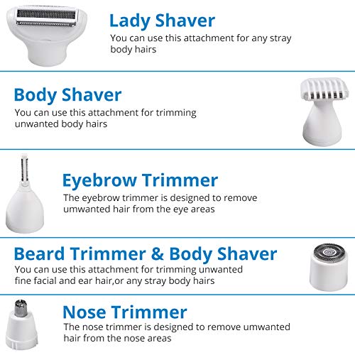 COLFULINE Elektrischer Rasierer für Damen, 5 in 1 Damenrasierer Epilierer Damen Elektrorasierer Trimmer USB Wiederaufladbar, Hautschonender Haarentfernung für Kinn Gesicht Beinen Achseln Bikinizone - Image 3
