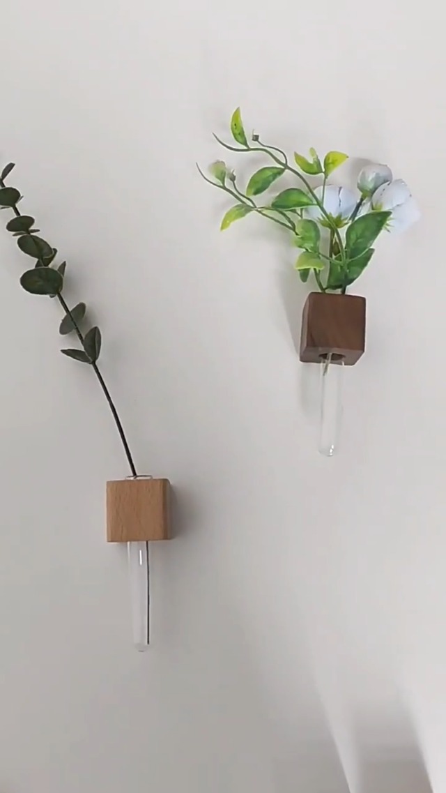 Set de 2 jarrones magnéticos de tubo de prueba de madera miniatura 7