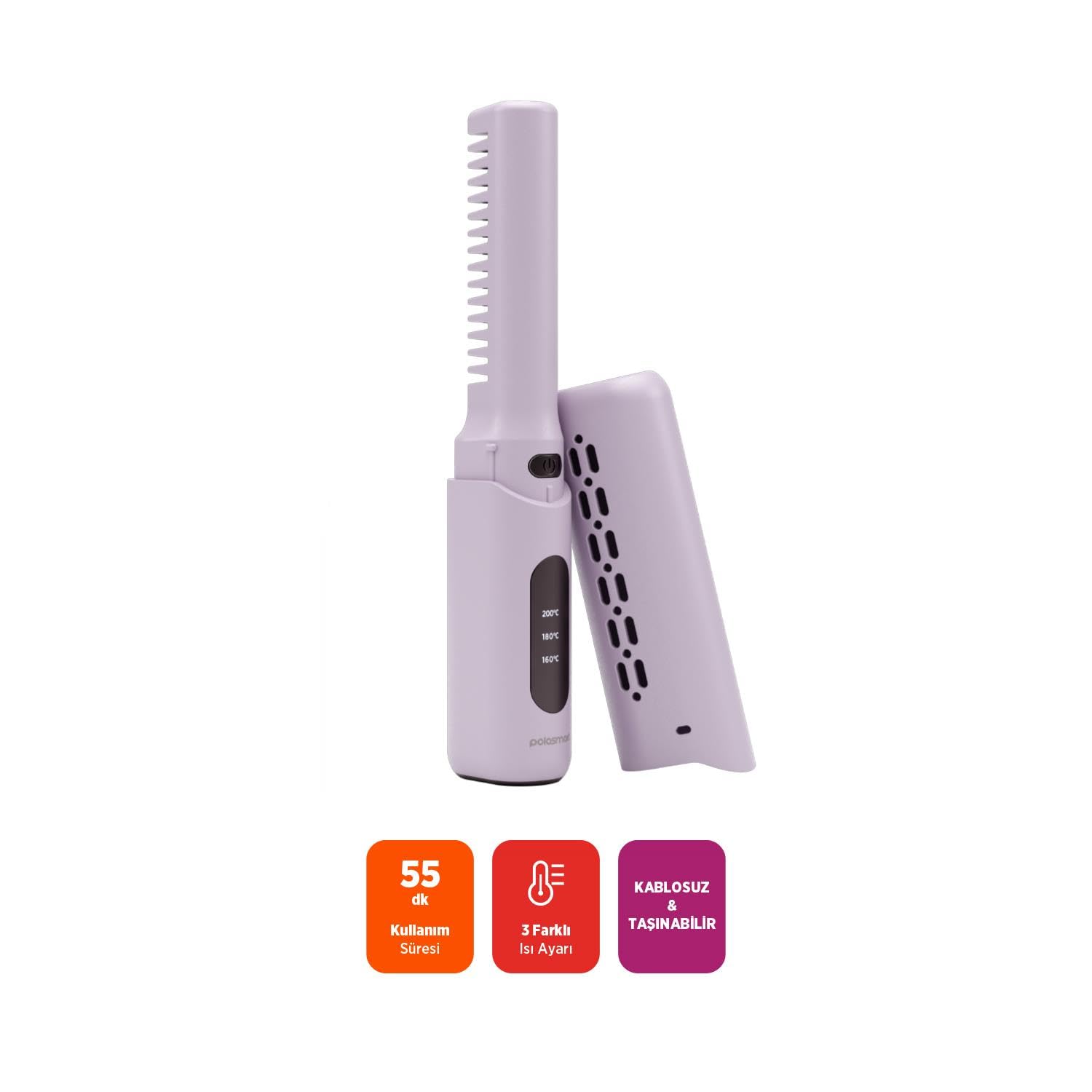 Polosmart PBS815 Şarjlı Saç Düzleştirici Tarak Pembe