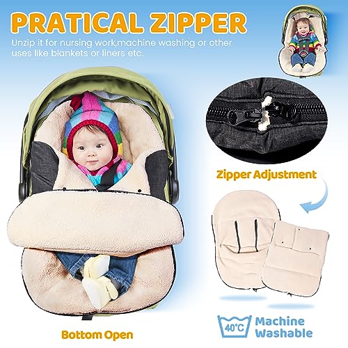 Image of Orzbow Winter Carseat Cover for Baby, Cozy Fleece, Universal Fit, Dark Grey