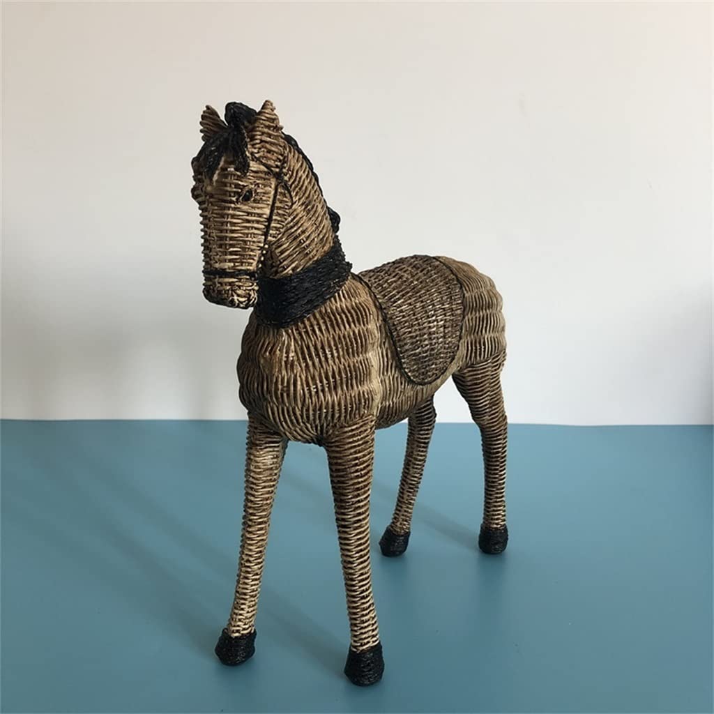 Amazon.co.jp: N/A 馬樹脂彫刻の籐編み動物の芸術的装飾に関する