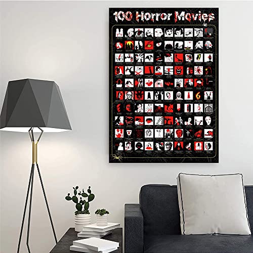 Image of NTZS Top 100 Horror Movies Scratch Off Poster - Top Films Of All Time Bucket List (16.5 inch X 23.4 inch) Christmas Halloween Festiva Gift for Movie Lovers