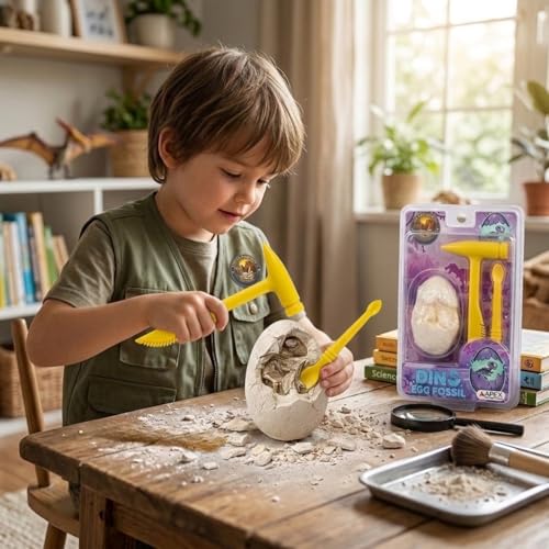 Image of APEX Dinosaur Egg Dig Kit 1 Surprise Dino Fossil Excavation Toy for Kids 5+ with Digging Tools STEM Educational Discovery Science Activity Gift Boys and Girls