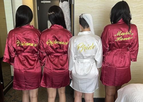 Image of Giova Women Bridal Robe for Bride and Bridesmaid Getting Ready Wedding Party Bathrobe
