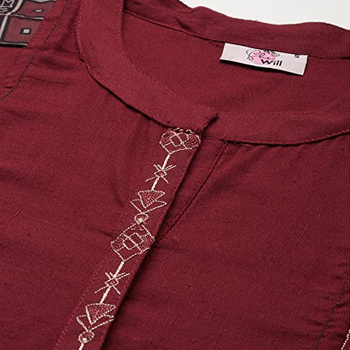 Image of SheWill Cotton Blend Stripe Print Embroidered A-Line Tunic