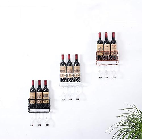 Miniatura 2 de MiroDo Estante de pared de metal retro para el hogar, bar, con soporte para vidrio, soporte de exhibición para organizar botellas de vino, 3