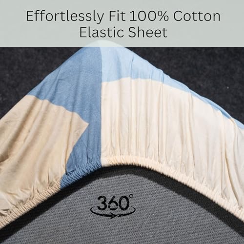 Image of Amazon Brand - Umi Cotton Fitted Bedsheet, Queen Size 78x60 Inches, Elastic Fit Bed Sheet, 10 Inch Deep Pocket, Soft Breathable Bedding, Durable Easy Care, with Pillow Cover-Ash Mustard