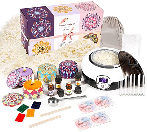 Candle Making Kit, Candle Making Supplies with Non-Stick Wax Warmer and Natural Soy Wax, DIY Candle Making Kit for Adults & Kids, Perfect DIY Gift with Fragrance Oils, Candle Jars and More Candle Making Kit, Candle Making Supplies with Non-Stick Wax Warmer and Natural Soy Wax, DIY Candle Making Kit for Adults & Kids, Perfect DIY Gift with Fragrance Oils, Candle Jars and More