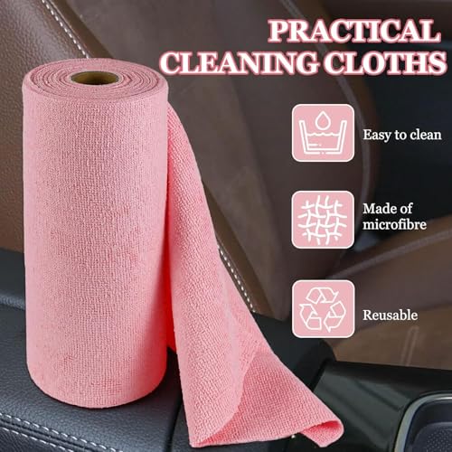 Image of Microfiber Cleaning Cloth Roll 20 Pack - Micro Fibre Cleaning Cloth Roll 25x25cm, Away Cleaning Towels - Reusable and Washable Cloths for Car, House, Garage or Kitchen,( 25 inchx 25 inchCM) (Pink)