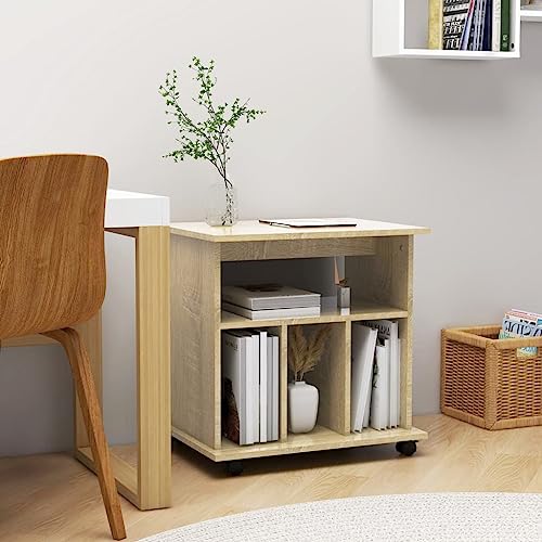 LoogCape Armario roble, 60 x 45 x 60 cm, madera de roble Sonoma, con 4 ruedas, 2 bloqueables, como archivador, cajonera con ruedas, armario de almacenamiento, para oficina, pasillo, cocina y más