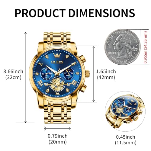 Image of OLEVS Watch Men Luxury Chronograph Stainless Steel Wrist Dress Waterproof Watch Quartz Analog Large Face Luminous