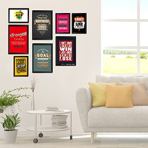 Image of PAPER PLANE DESIGN Motivational Quotes Framed Wall Paintings - Inspiring Quotes Frames For Office And Home Decor set of 8 (9 x 12.5 Inches ; 18 x 12.5 Inches). (C)