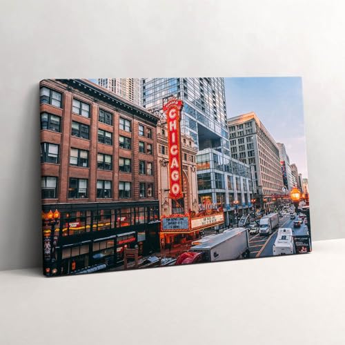 Tableau Chicago photo sur toile 60x40cm Wallfluent pour decoration murale de salon