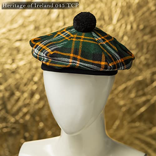 Image of Scottish Tam O' Shanter Hat Tartan Bonnet Pom Pom Wool Flat Cap One Size