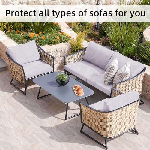 Image of BIETYONE 8Pcs Stretch Velvet Patio Cushion Cover,Fluffy,for Fall Outdoor Couch Cushion Cover Replacement,Washable Indoor Outdoor Cushion Slipcovers(Smoke Gray,Cover Only)
