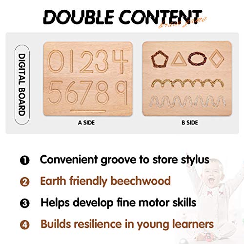 let's make Alfabet Tracing Board, 2st Dubbelzijdige Houten Letters Tracing Nummers & Patronen, Grote Montessori… - Afbeelding 5