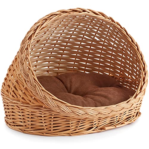 Cesta Mimbre Tamaño Mediano Cama De Mimbre Para Gatos Y Perros MyBer K5-100- 3 - 50x34x16 Cm, Hecha A Mano, Material Natural Cesta Perro