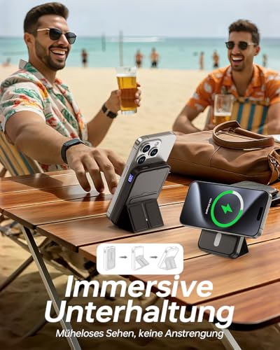 Powerbank für Magsafe, 10000mAh Magnetische Power Bank Schnellladefunktion 22,5W USB-A Tragbarer Externer HandyAkkus mit LED Display, Kompatibel mit iPhone 17 Air Pro Max 16 15 14 13 12 4