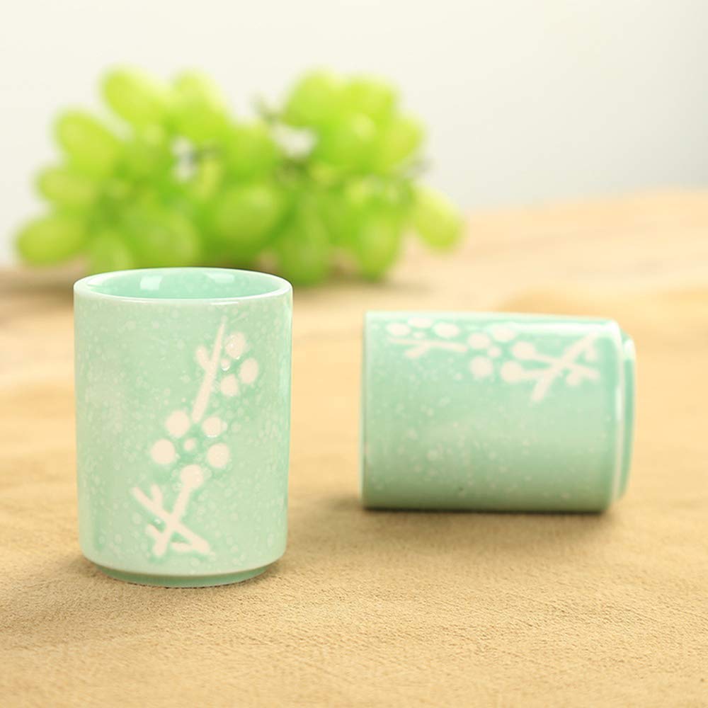 Ensemble de 5 Tasses à saké japonaises en céramique avec Texture émaillée Blanche, Verres à vin artisanaux, pour thé Froid/Chaud/Shochu/thé, Meilleur Cadeau pour la Famille et Les Amis