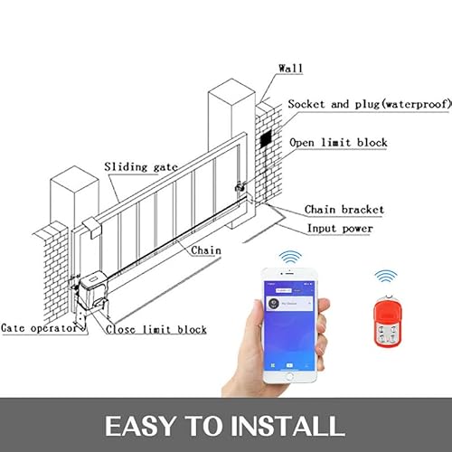Imeshbean 4000Lbs 750W Automatic Sliding Gate Opener App Control With 4 Remotes thumb #2
