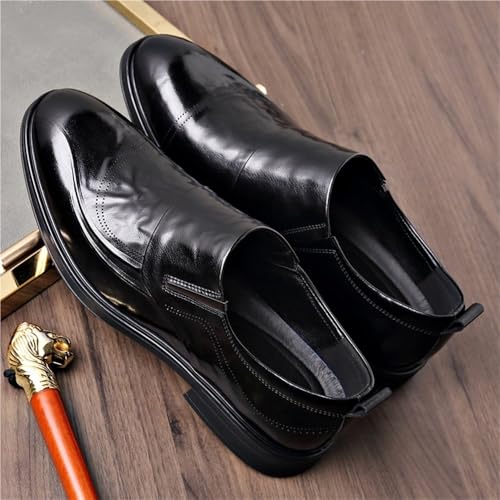 Men Formal Shoes Genuine Leather Prom Slip-on Plain Toe Non Slip Anti-Slip Party4