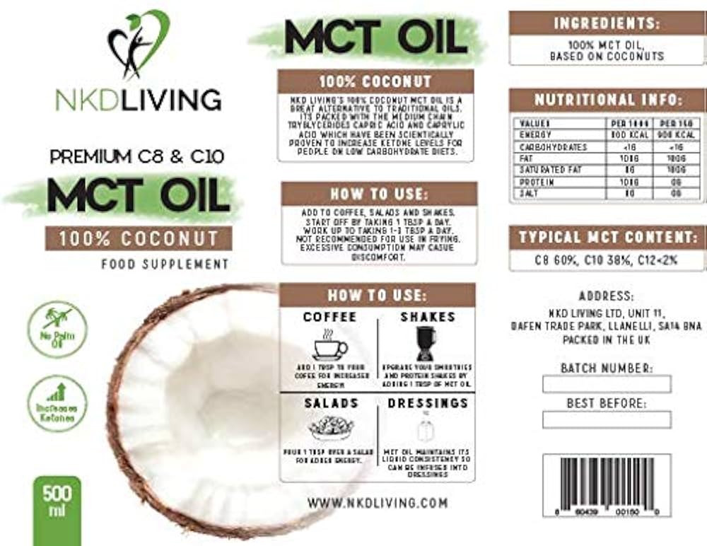 NKDLIVING 100% Coconut MCT Oil (60/40) 500ml