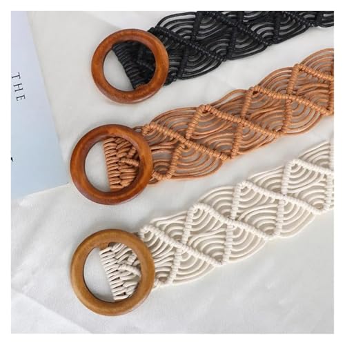 Waist Belt Hand-woven DIY Beach Dress Waistbands Accessories Style Belts Braided Women Round Wooden Button for fashion4