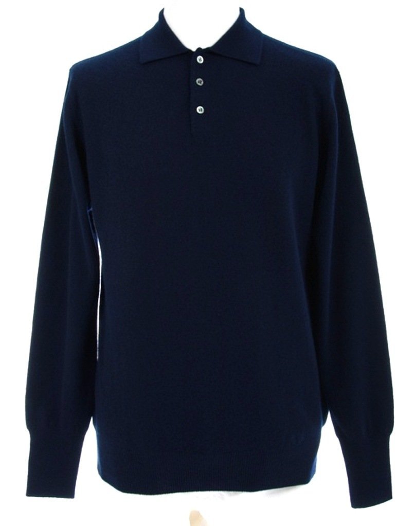 Shephe Men's Polo Cashmere Sweater with 3-Button