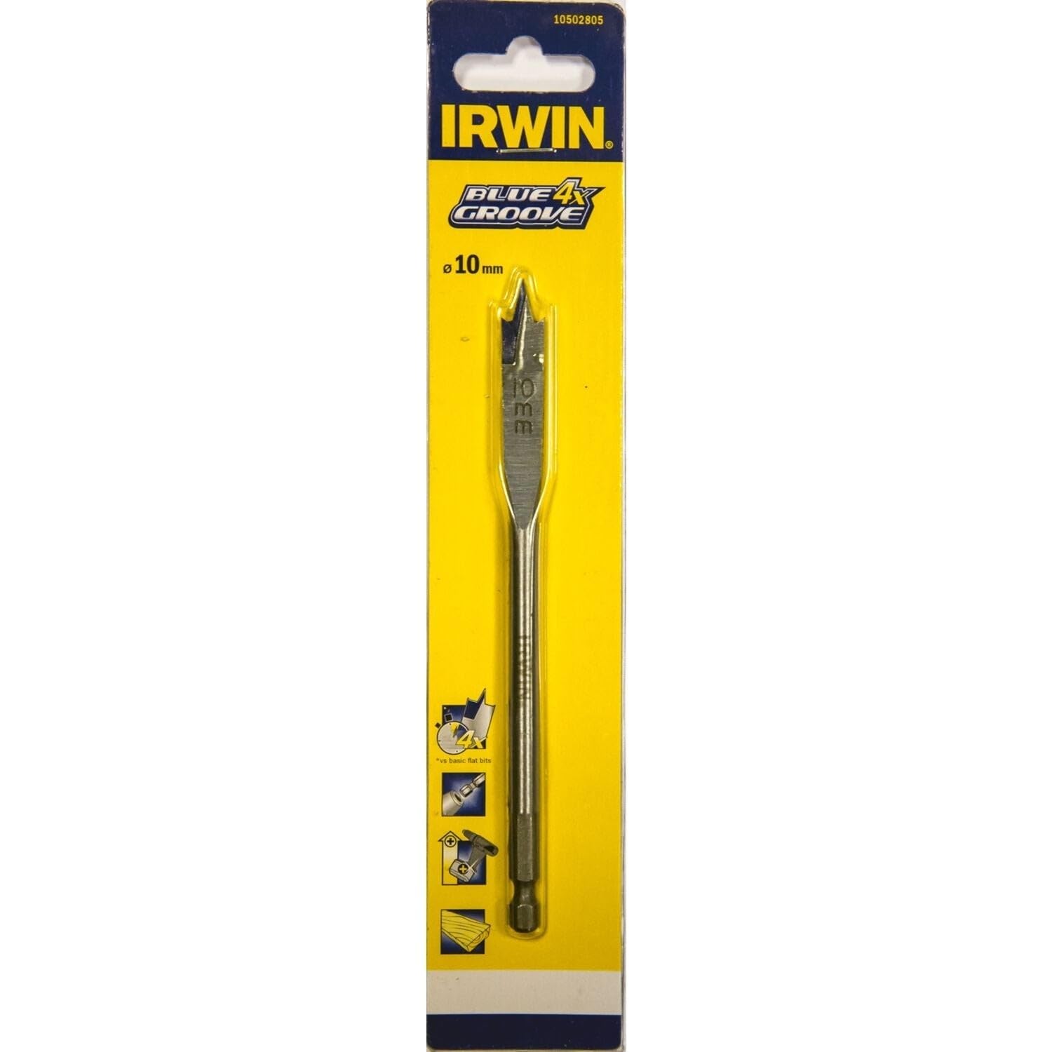 Irwin 10502805 4X Blue Groove Flat Bit, 10mm x 152mm โ image 1