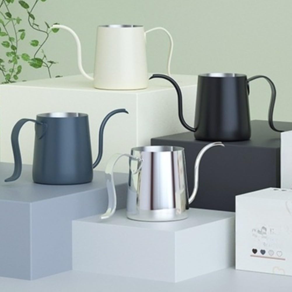 Jarra Vertido Café Manual para acero 304 Ergonómica Jarra Vertido(White)