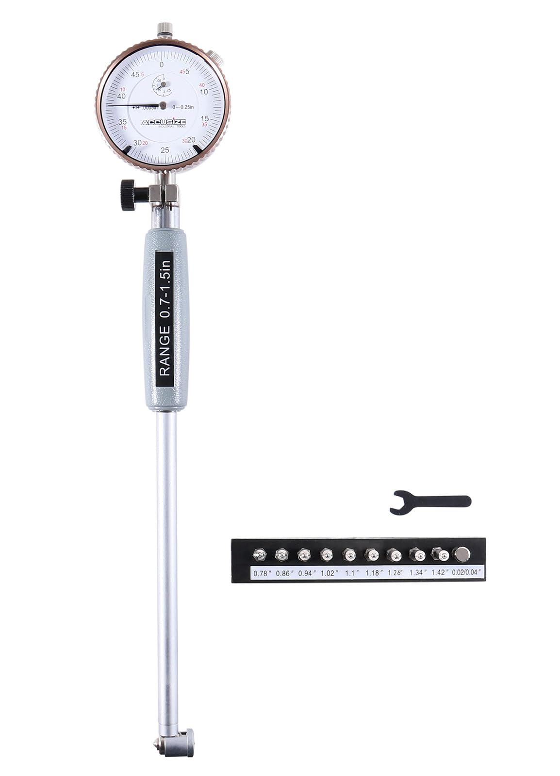 Accusize - Calibre de orificio de esfera de 0.7-1.5 pulgadas x 0.0005 pulgadas, longitud del tallo 5 pulgadas, #EE20-5015