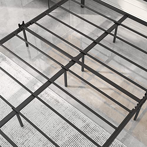 Image of BOFENG Queen Bed Frames with Wood Headboard,Heavy Duty Platform Bed Frame No Box Spring Needed,Farmhouse Bed Steel Slat Mattress Foundation Sturdy Square Pipe Design Home Furniture
