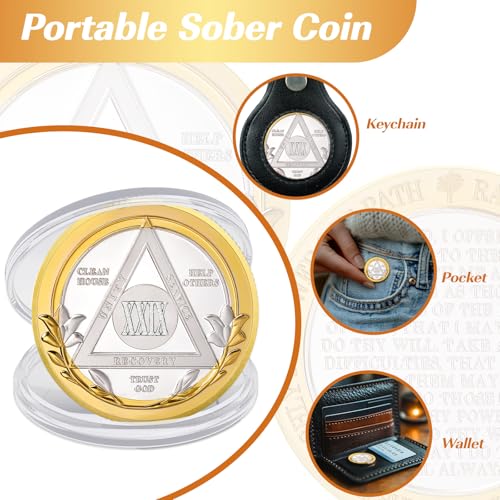 Image of Victory Path 29 Year Sobriety Coin, Affirmation AA Chips, Addiction Recovery Twenty-Nine Years Sober Medallions, Celebrating Anniversary Token, Alcoholics Anonymous Sobriety Gifts for Men Women