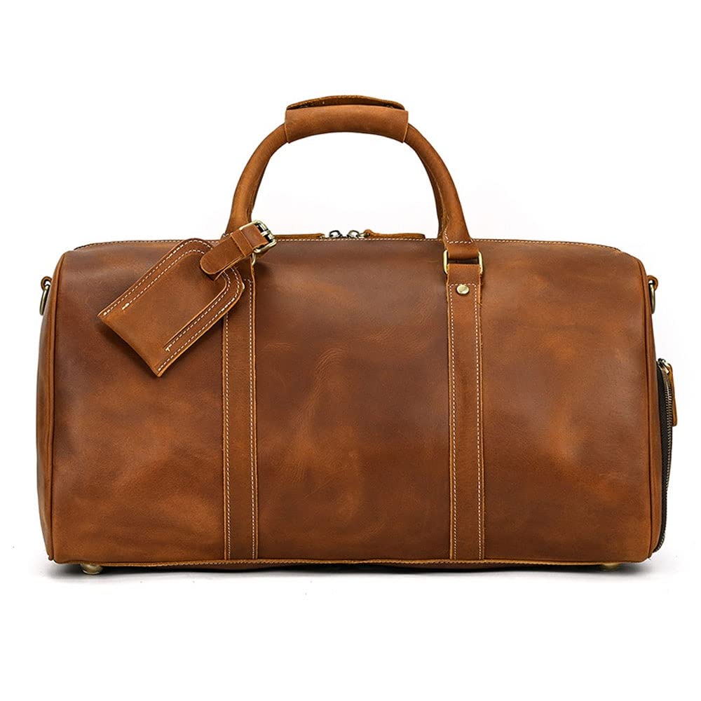 Genuine Leather Travel Weekender Overnight Duffel Bag Gym Sports Luggage Tote Duffle Bags for Men Color B